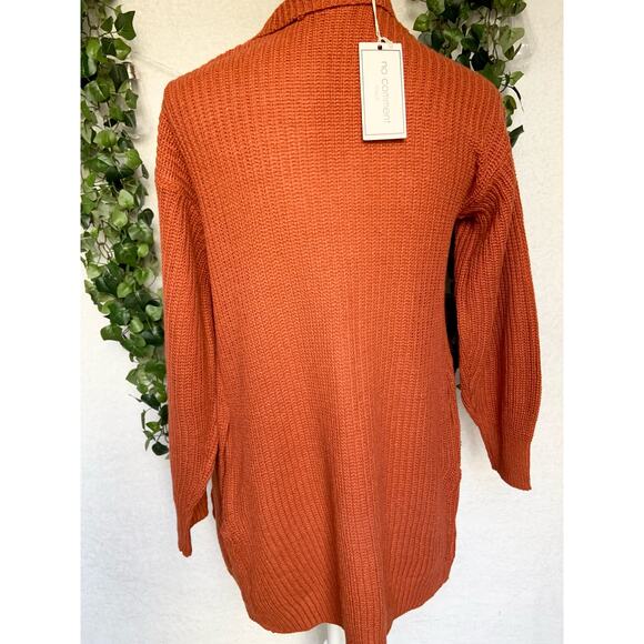 NWT No Comment 100% Acrylic Yarn Orange Cardigan Sweater Women's Small - Picture 6 of 9